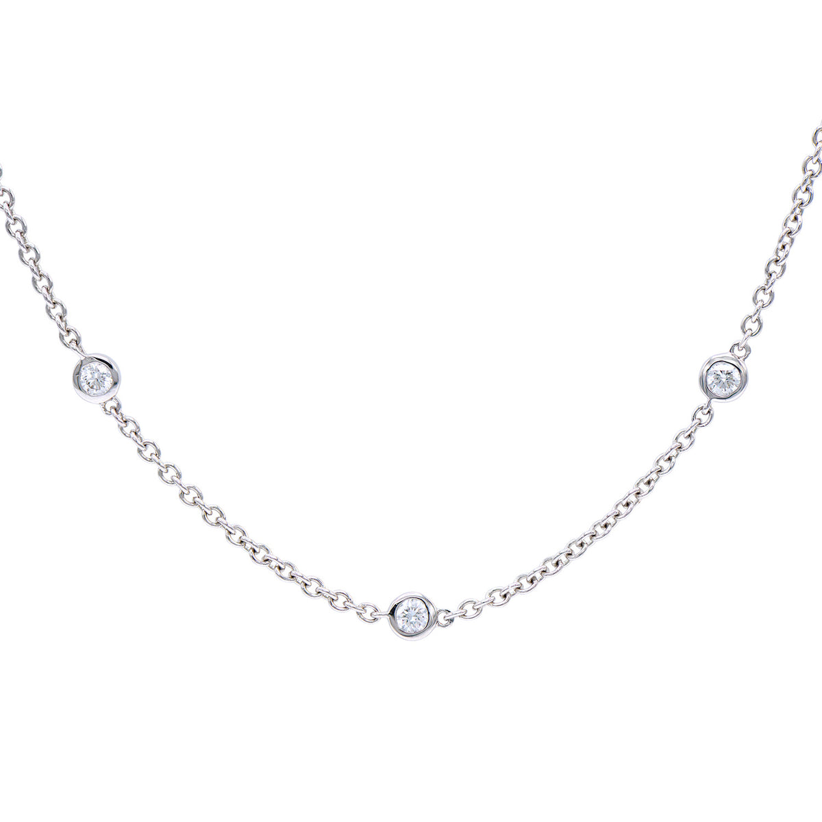 14K White Gold Diamonds Station Bracelet - Small, 0.35ct