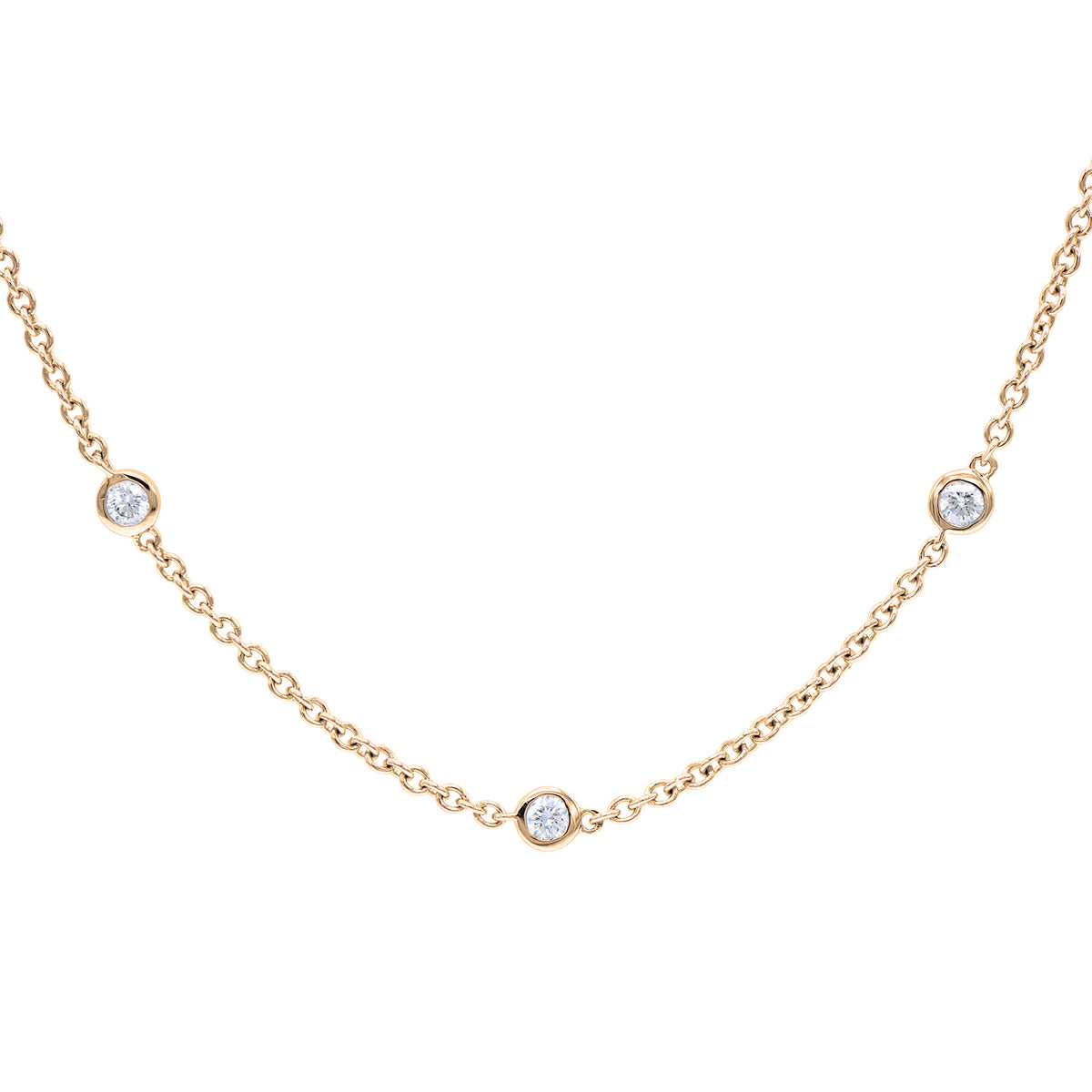 14K Yellow Gold Diamond Station Necklace, 0.71ct