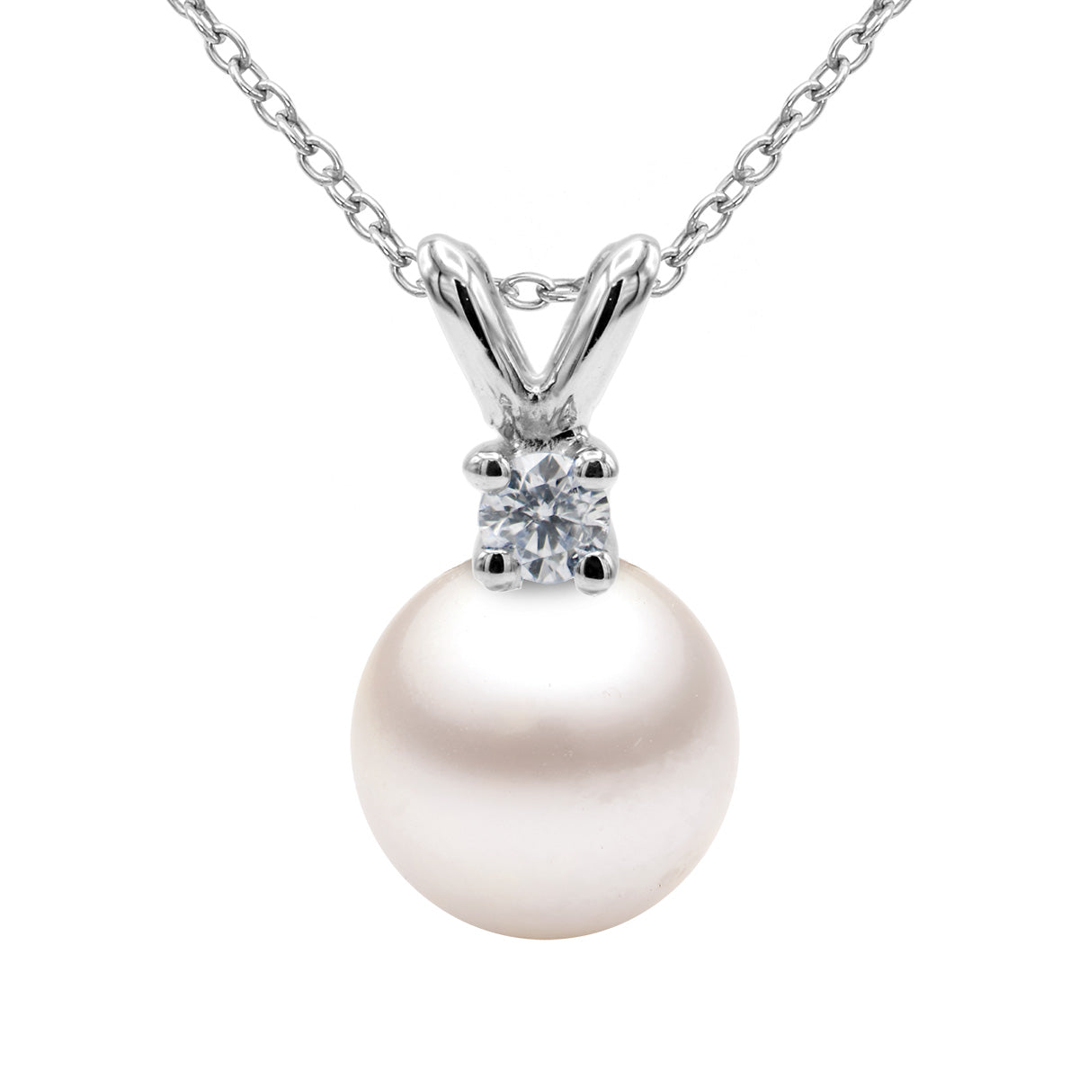 Akoya Pearl 6-7mm Diamond Rabbit Ear Pendant