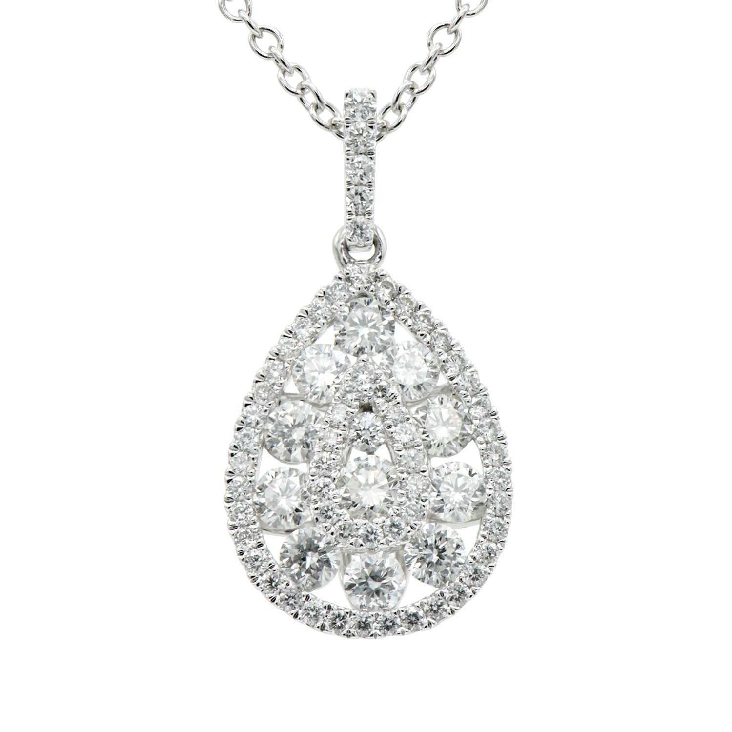 14K White Gold Diamond Pendant, 0.8ct