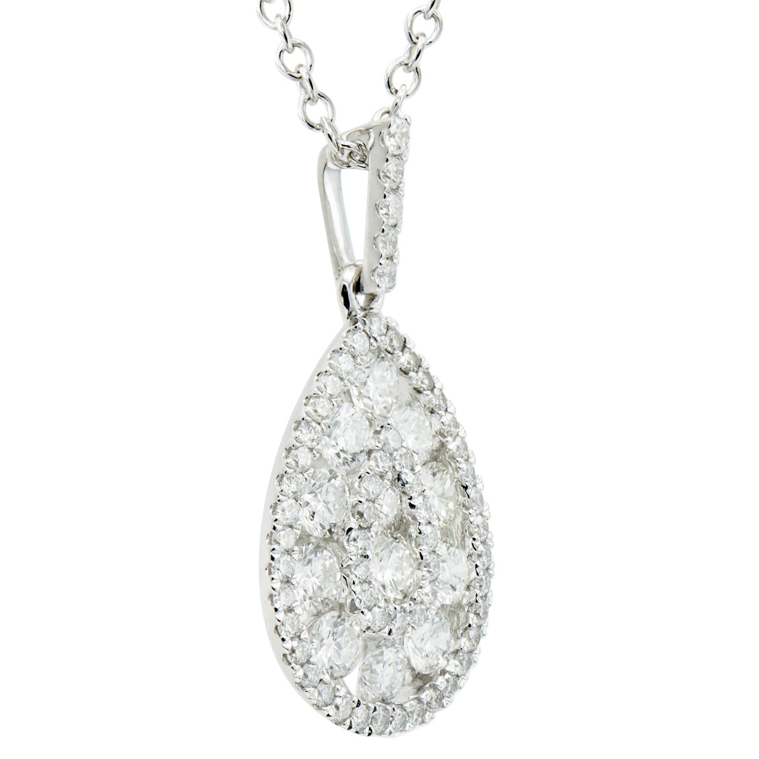 14K White Gold Diamond Cluster Pendant
