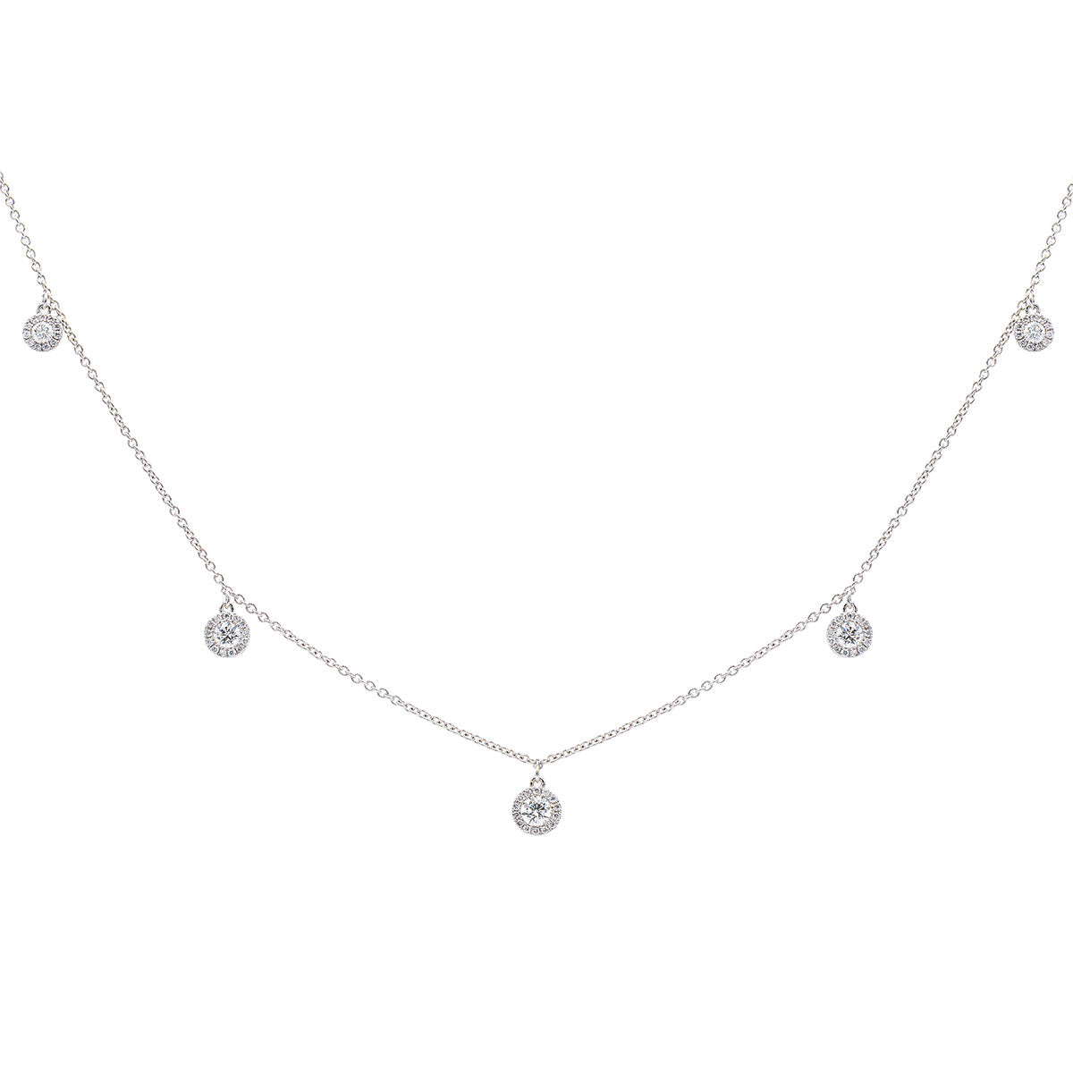 14K White Gold Diamond Necklace, 0.58ct