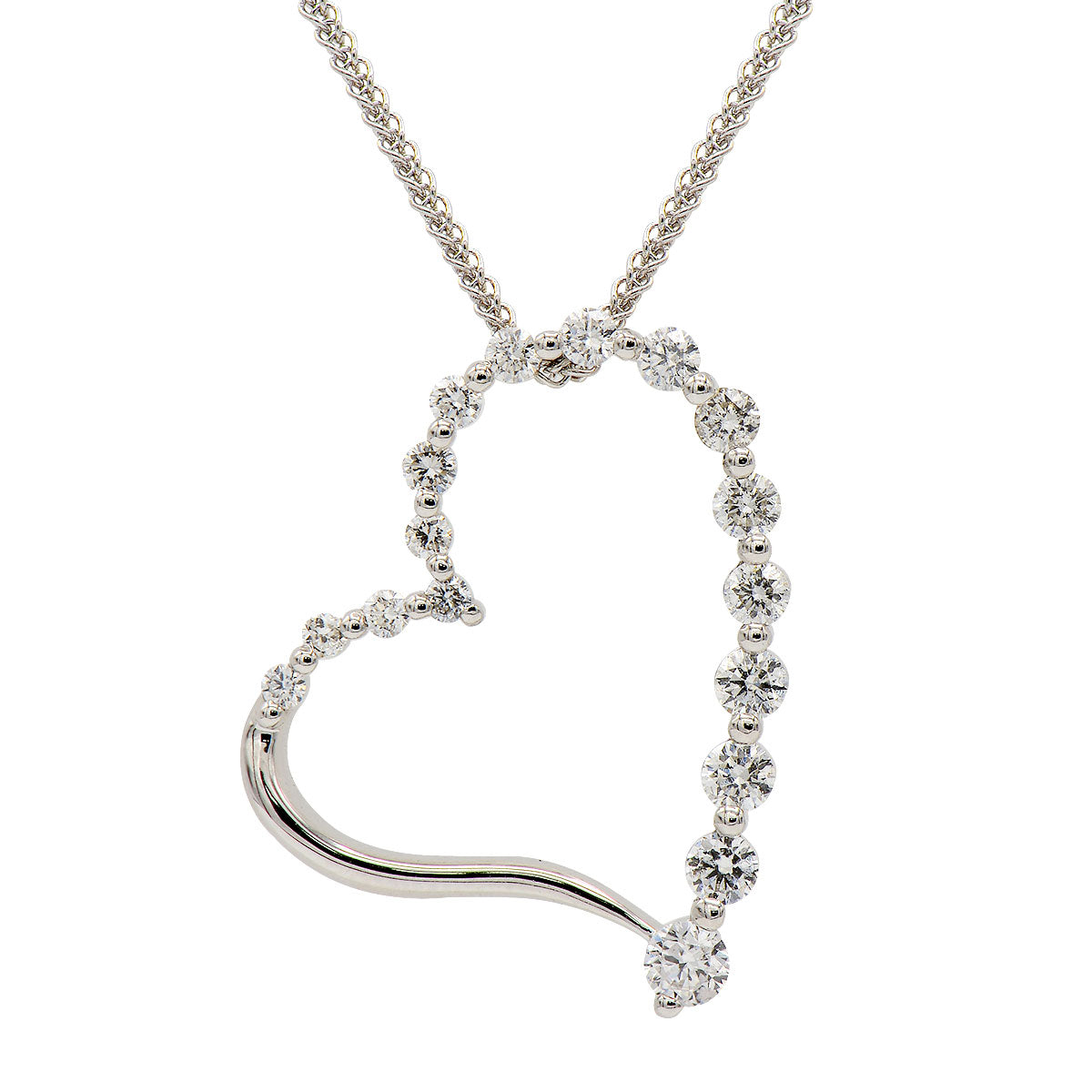18K White Gold Diamond Heart Pendant, 0.46ct