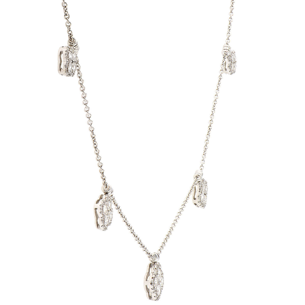 14K White Gold Connect Five Clover Necklace, 1.07ct