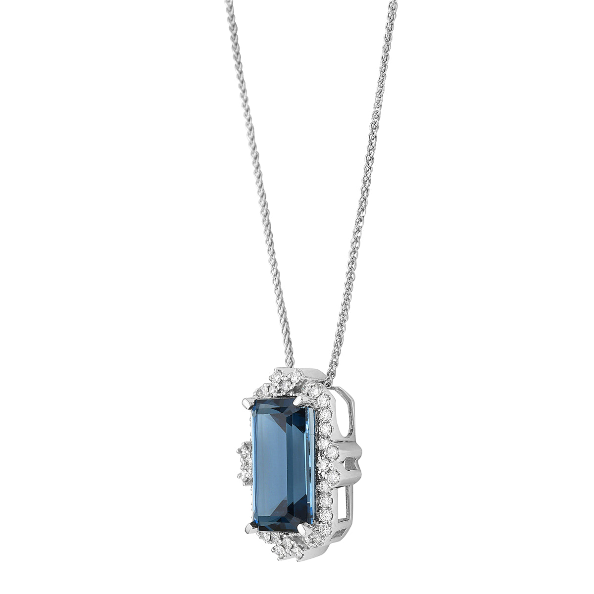 14K White Gold London Blue Topaz Pendant, 4.28ct