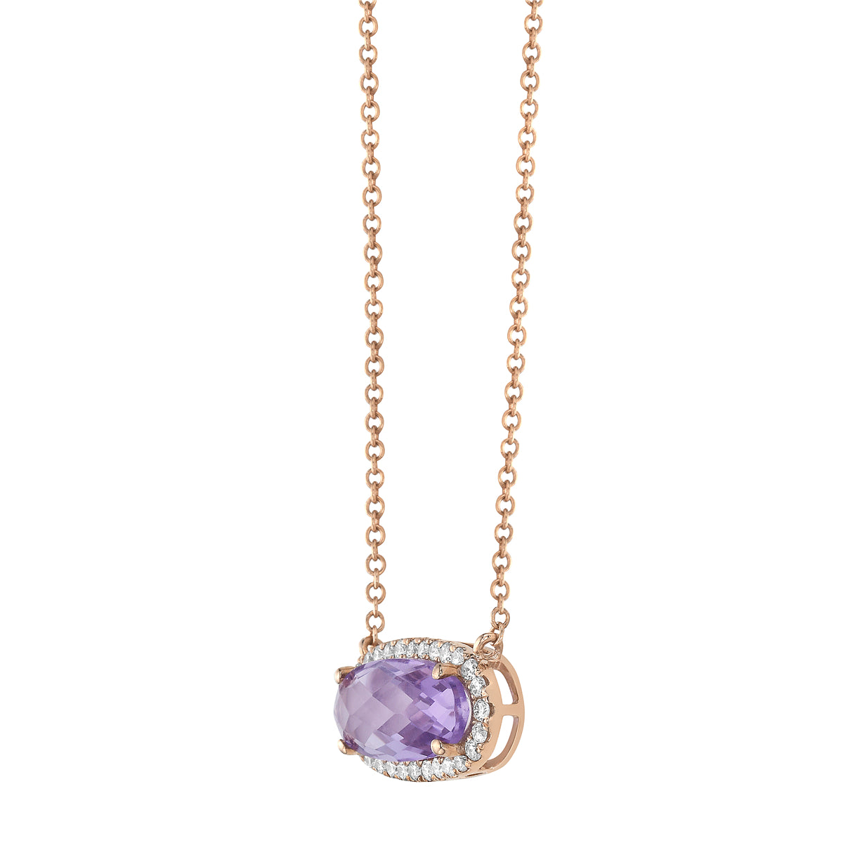 14K Rose Gold Rose de France Pendant, 2.1ct