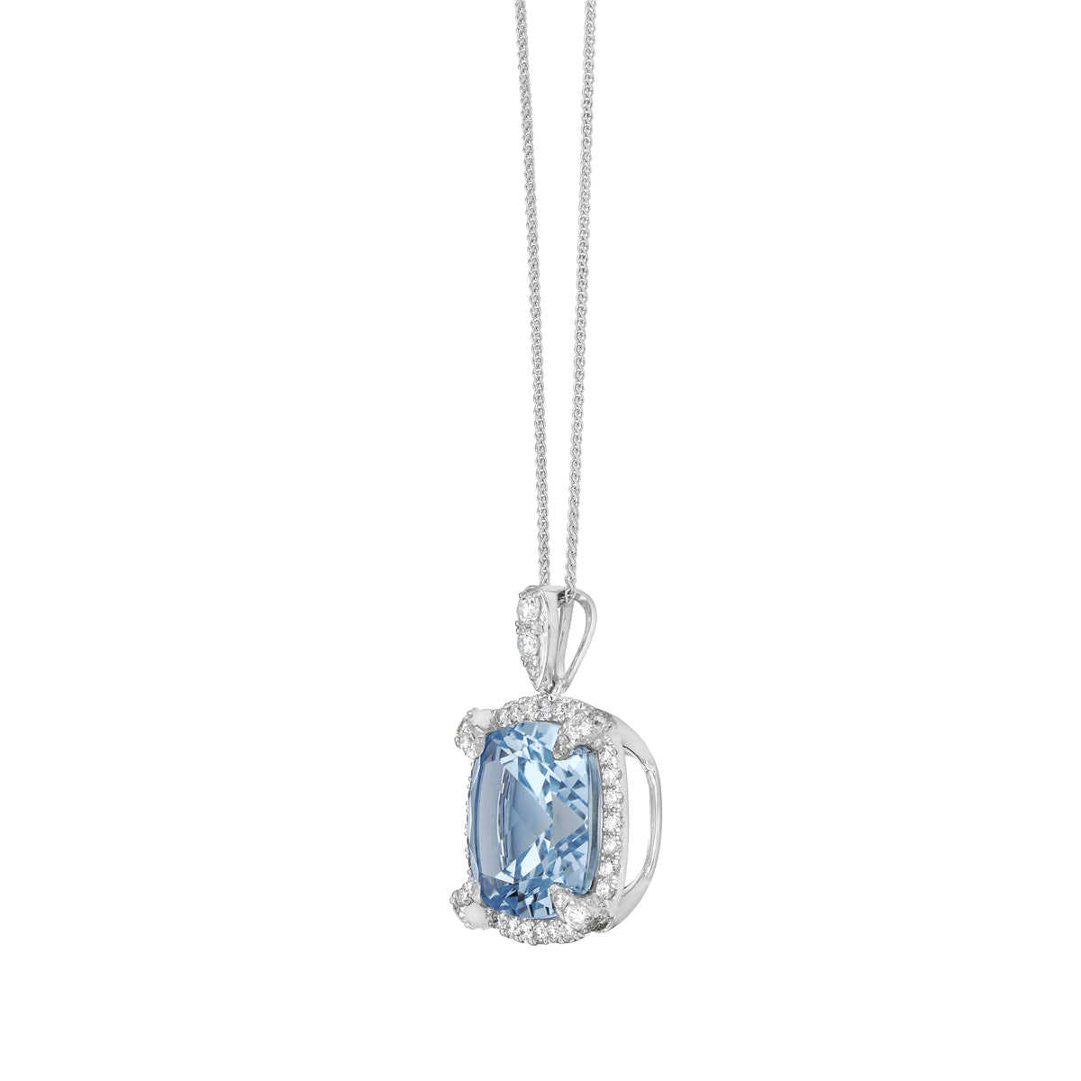 14K White Gold Swiss Blue Topaz Pendant, 14.15ct