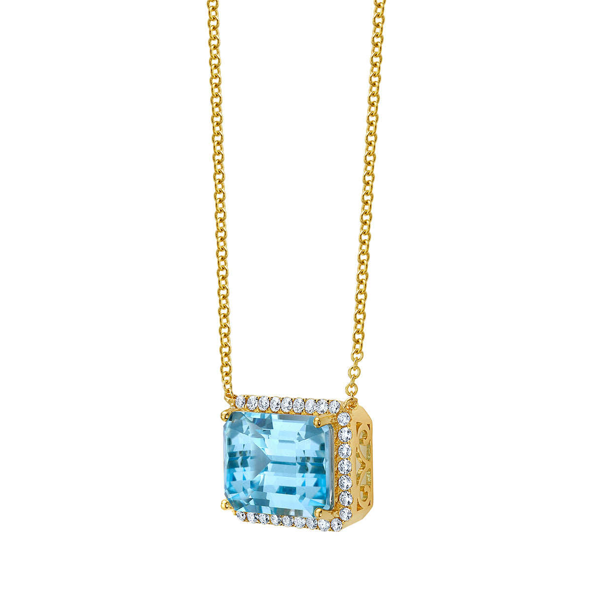 14K Yellow Gold Sky Blue Topaz Pendant, 9.72ct