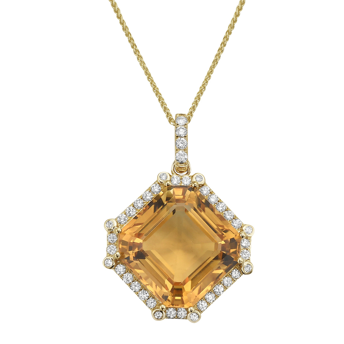 14K Yellow Gold Citrine Pendant, 12.77ct