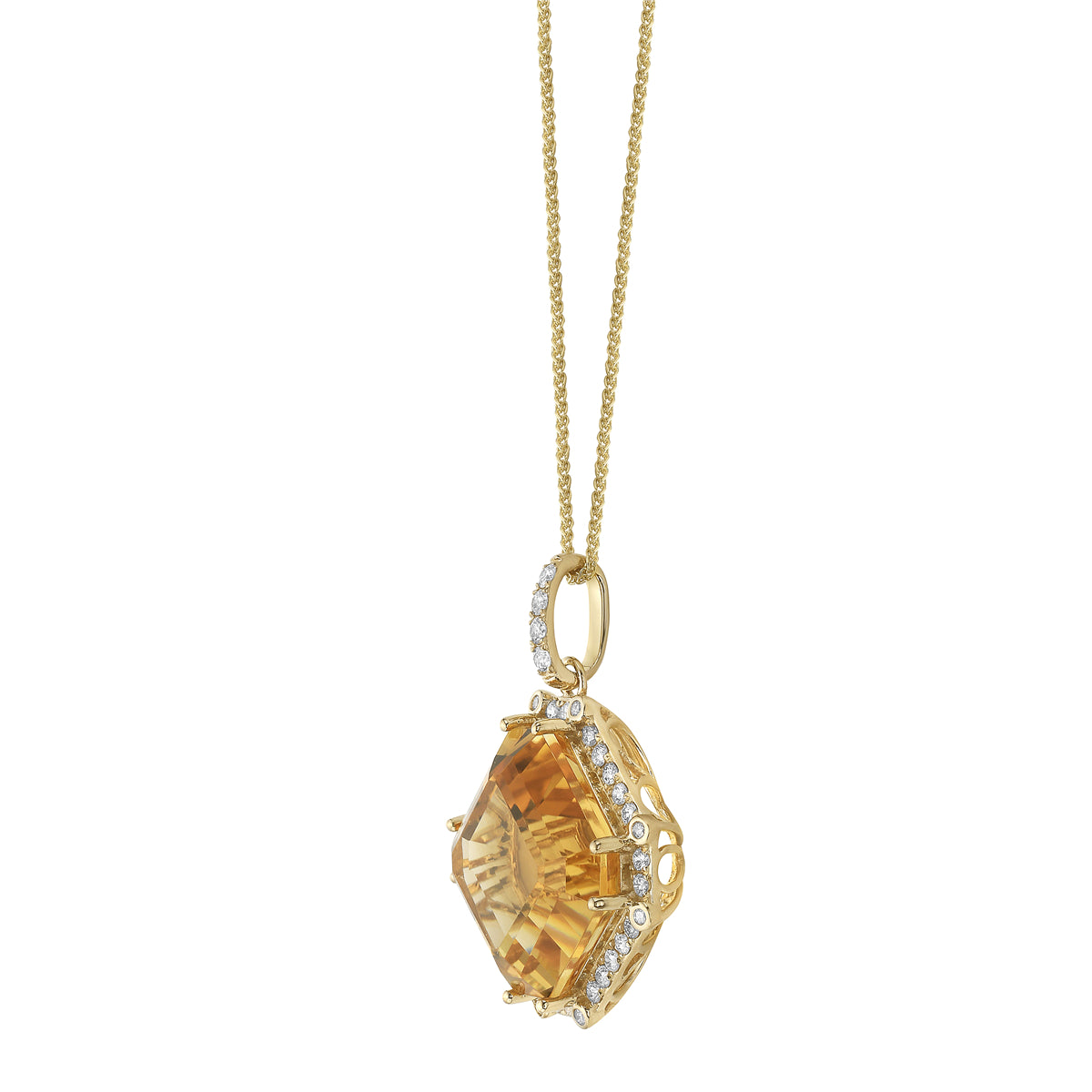 14K Yellow Gold Citrine Pendant, 12.77ct