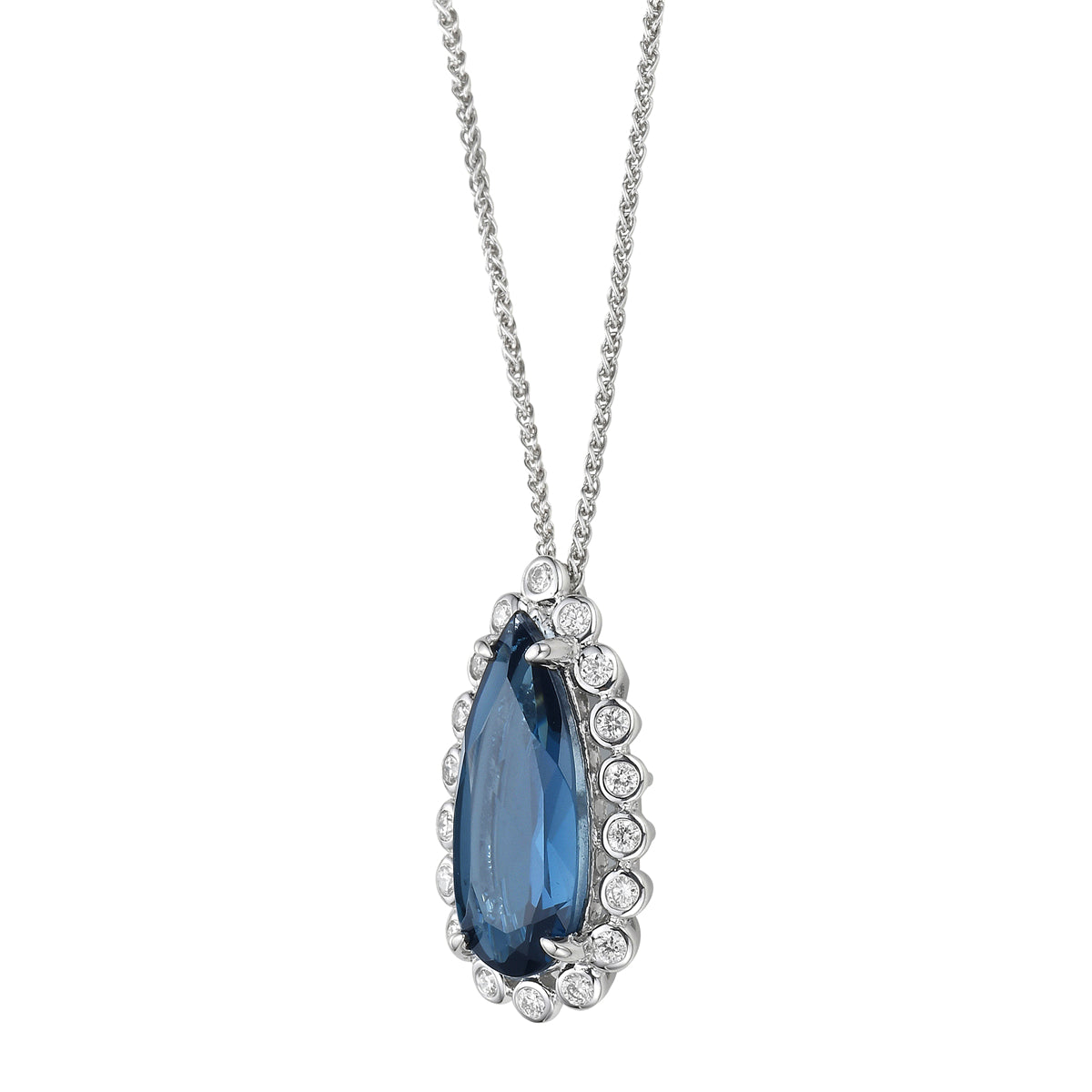 14K White Gold London Blue Topaz Pendant, 2.49ct
