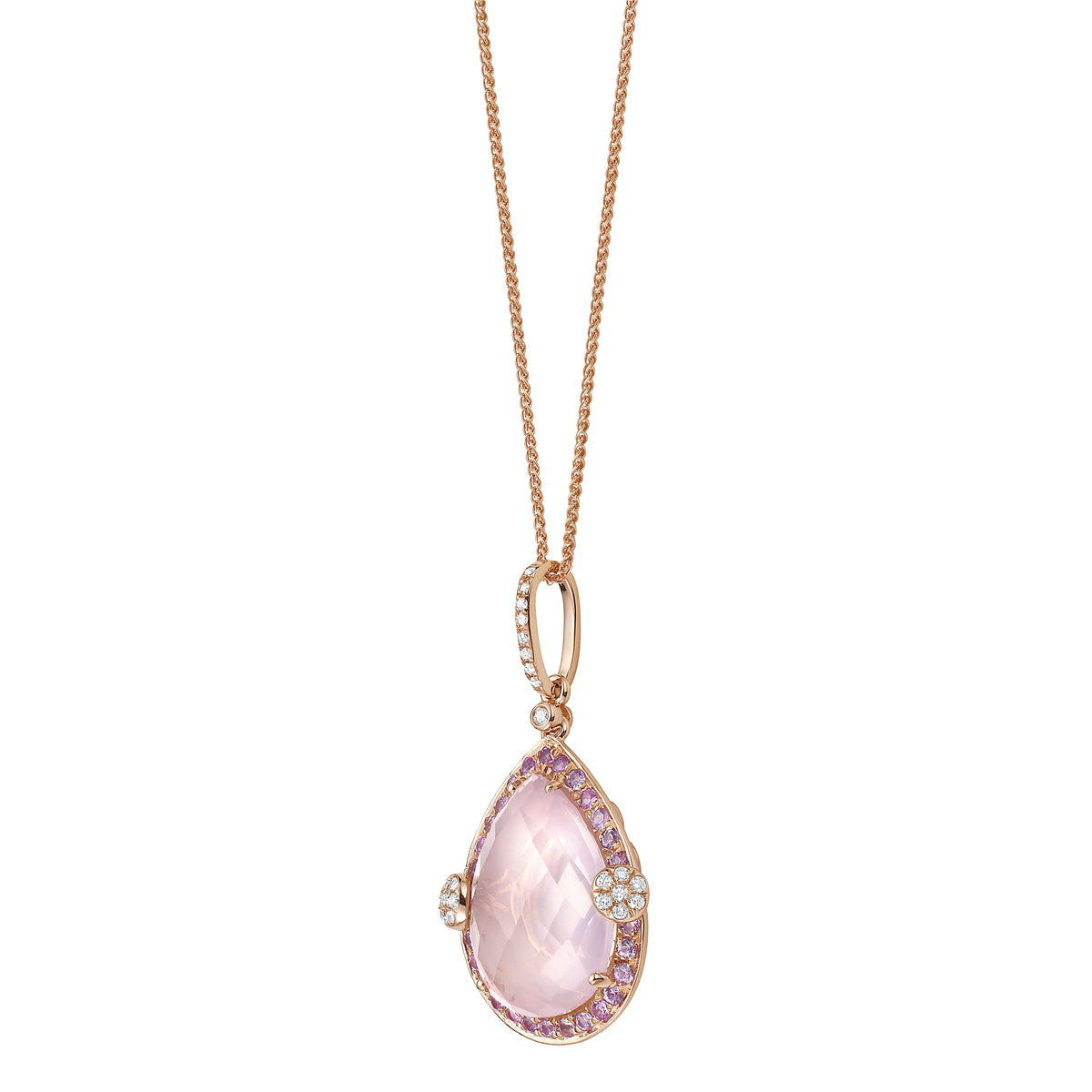 14K Rose Gold Rose Quartz Pendant, 7.56ct