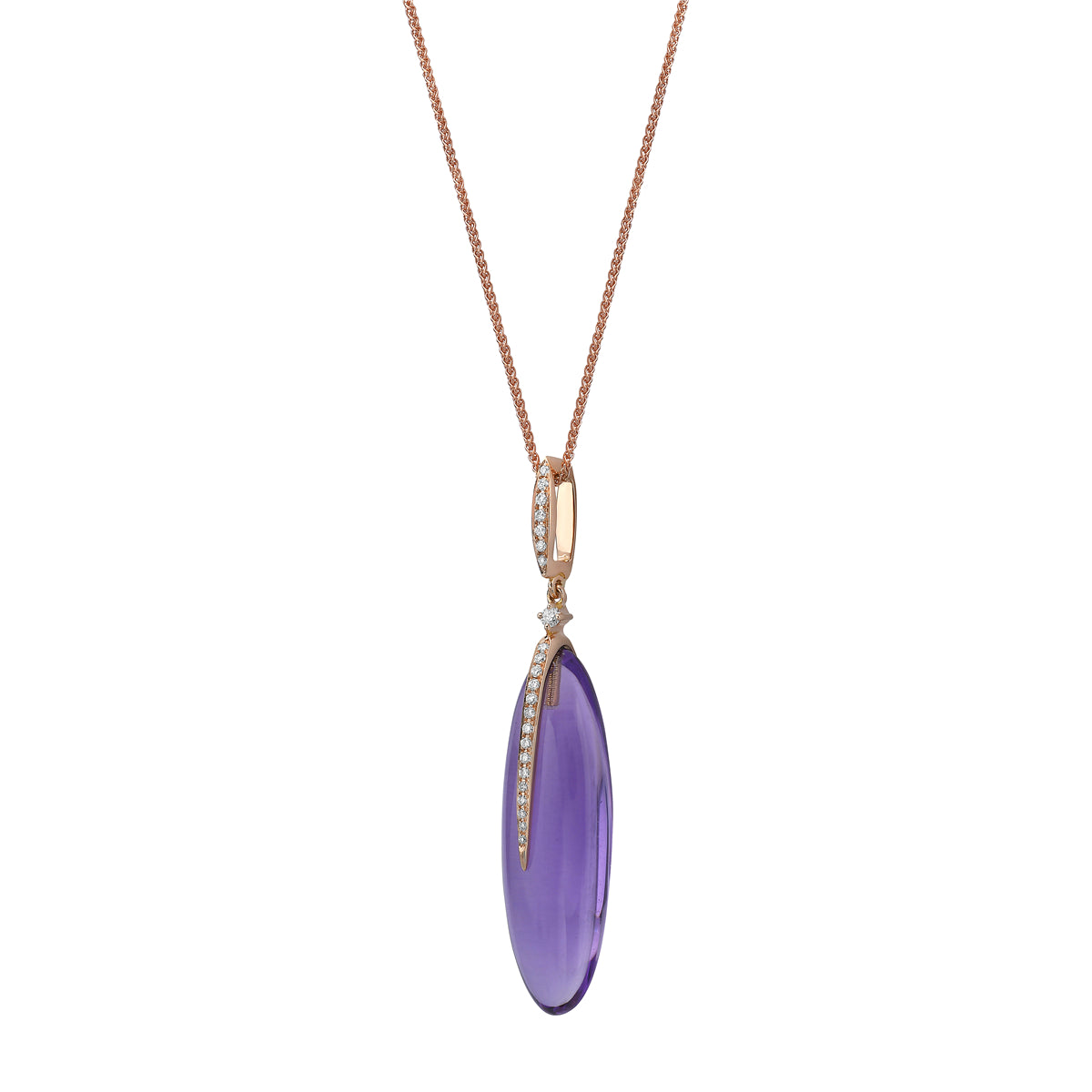 18K Rose Gold Amethyst Pendant, 15.02ct