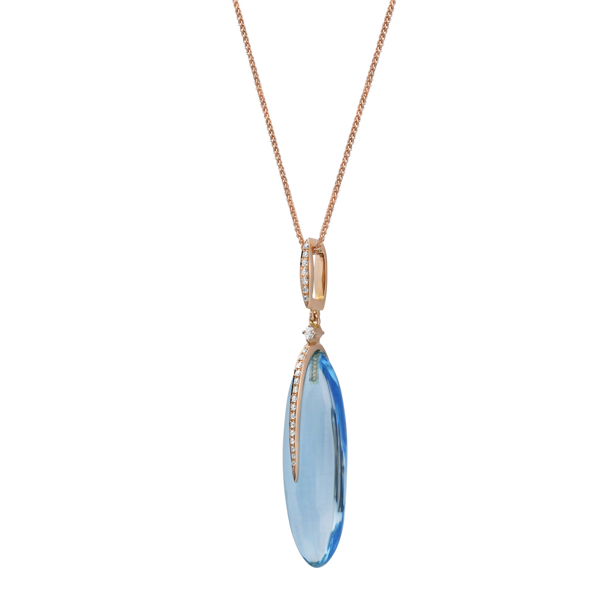18K Rose Gold Sky Blue Topaz Pendant, 19.72ct