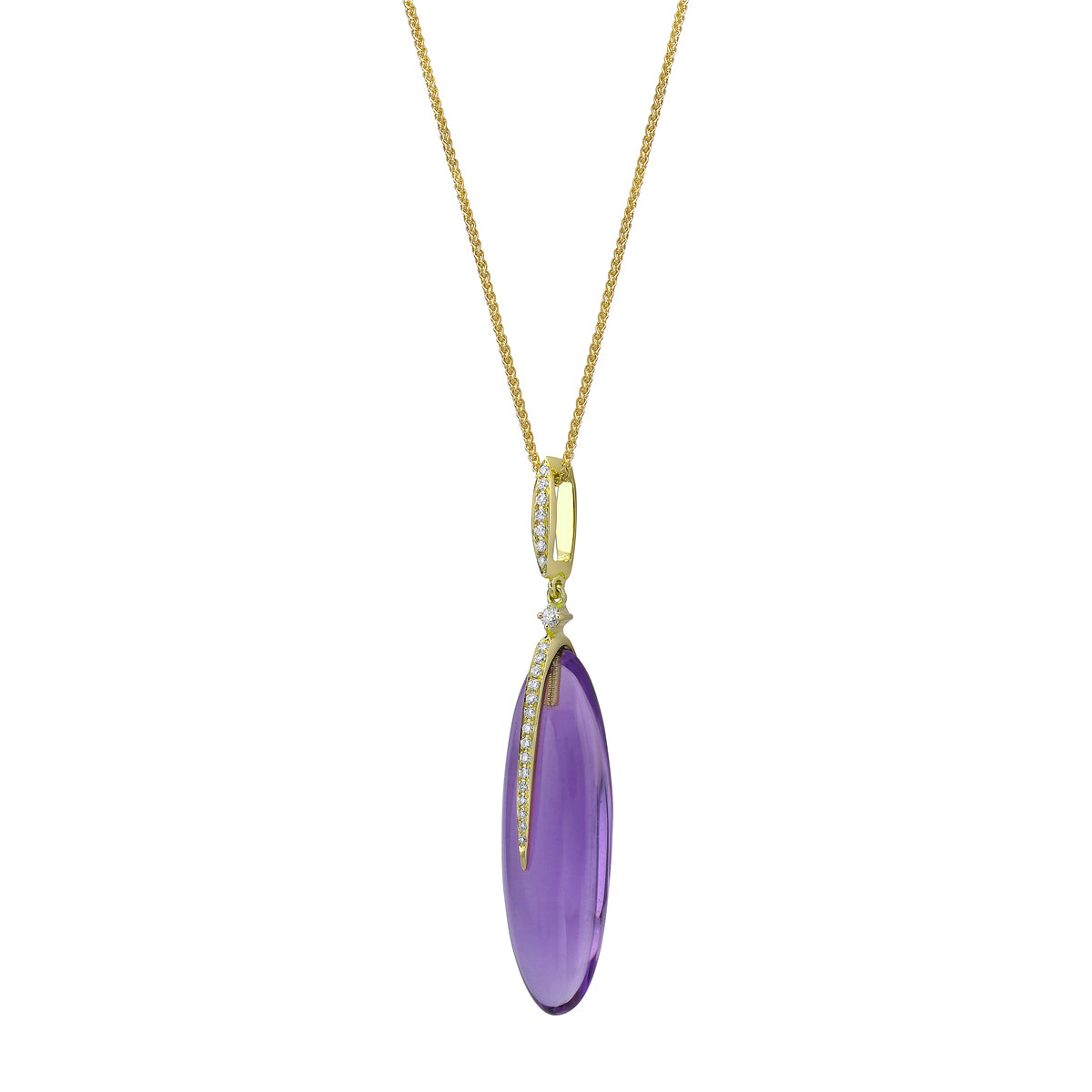 18K Yellow Gold Amethyst Pendant, 15.02ct