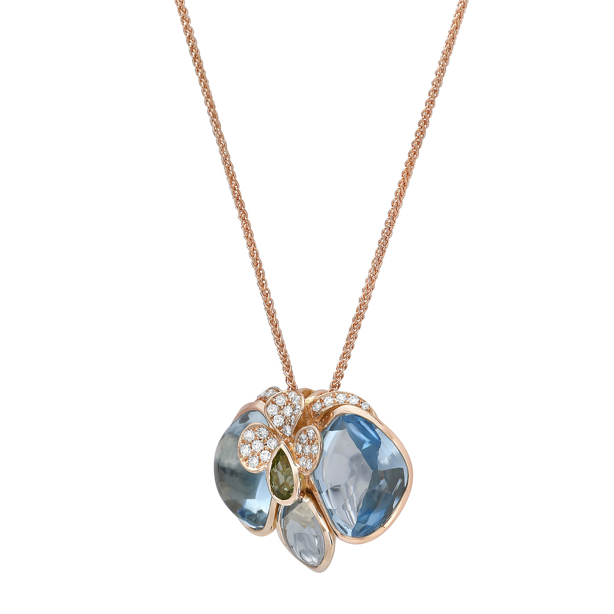 18K Blue Topaz & Peridot Pendant, 7.26ct