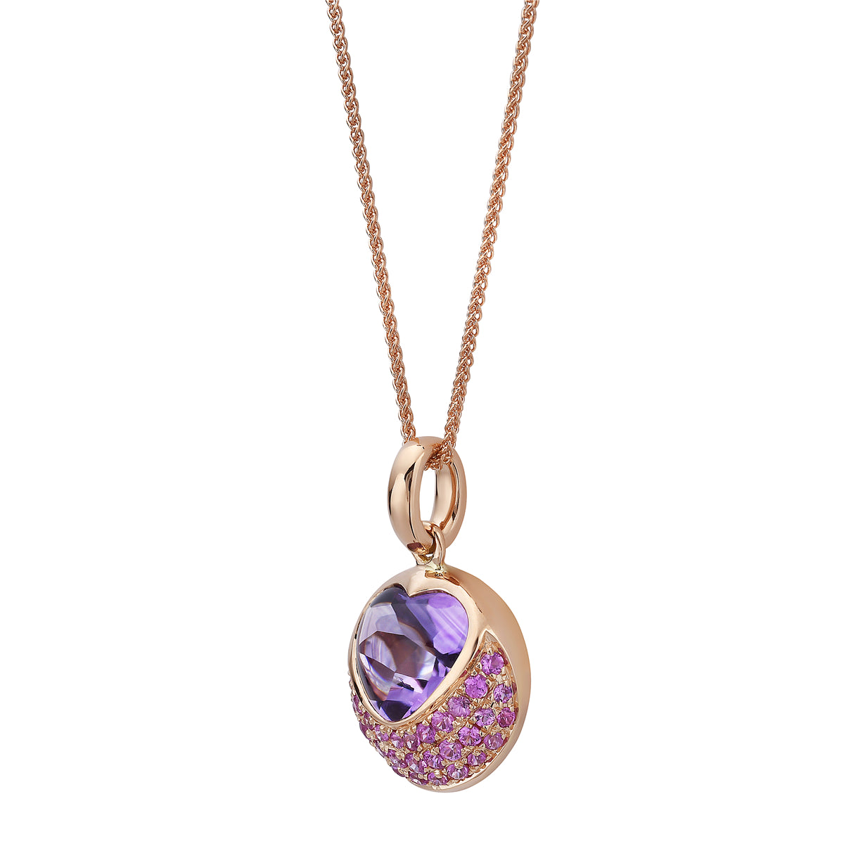 18K Rose Gold Amethyst & Pink Sapphire Pendant, 1.53ct