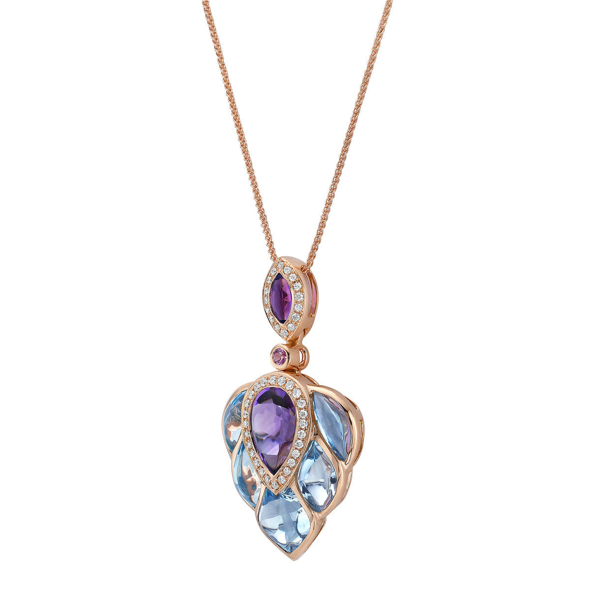 18K Rose Gold Pink Sapphire Pendant, 6.91ct