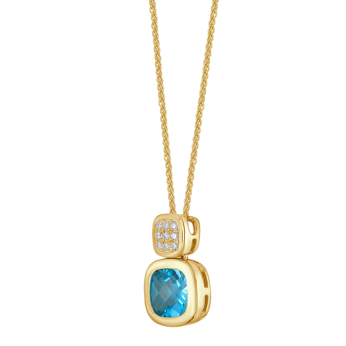 14K Yellow Gold Swiss Blue Topaz Pendant, 0.54ct