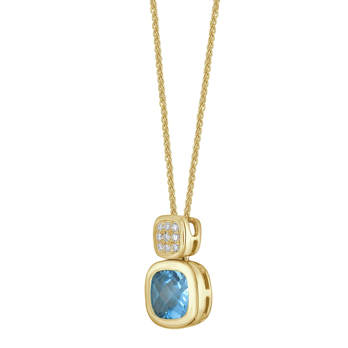 14K Yellow Gold Swiss Blue Topaz Pendant, 0.54ct