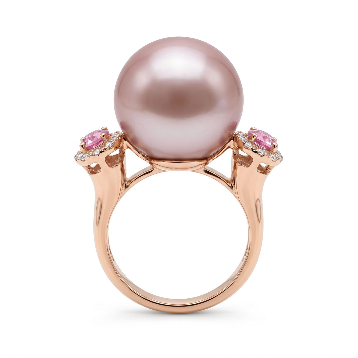 18K White Gold Freshwater Pearl Ring, 15-16mm, 0.21ct
