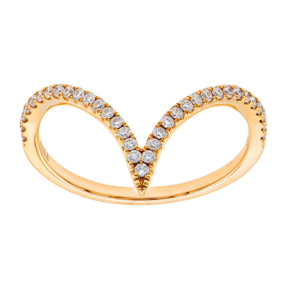 14K Rose Gold V Ring