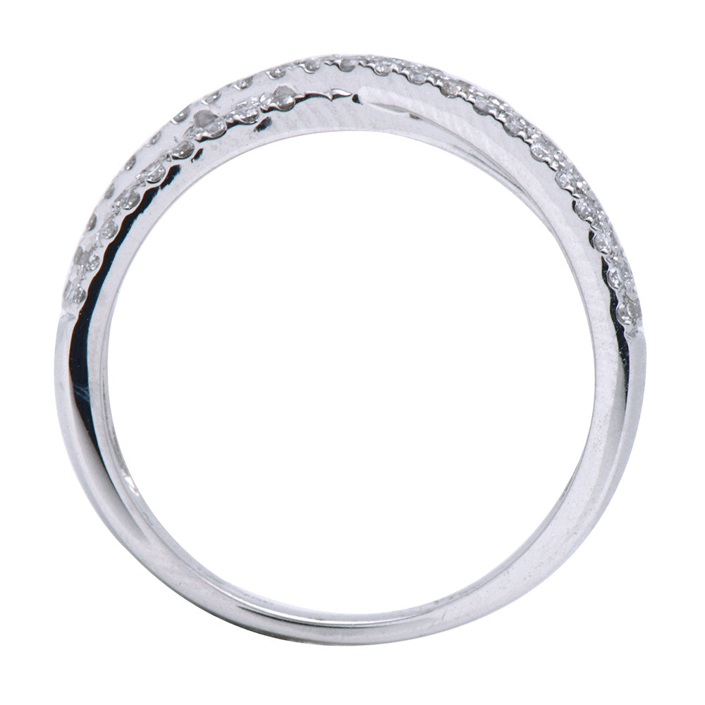 14K White Gold Double Row X Ring, 0.51ct