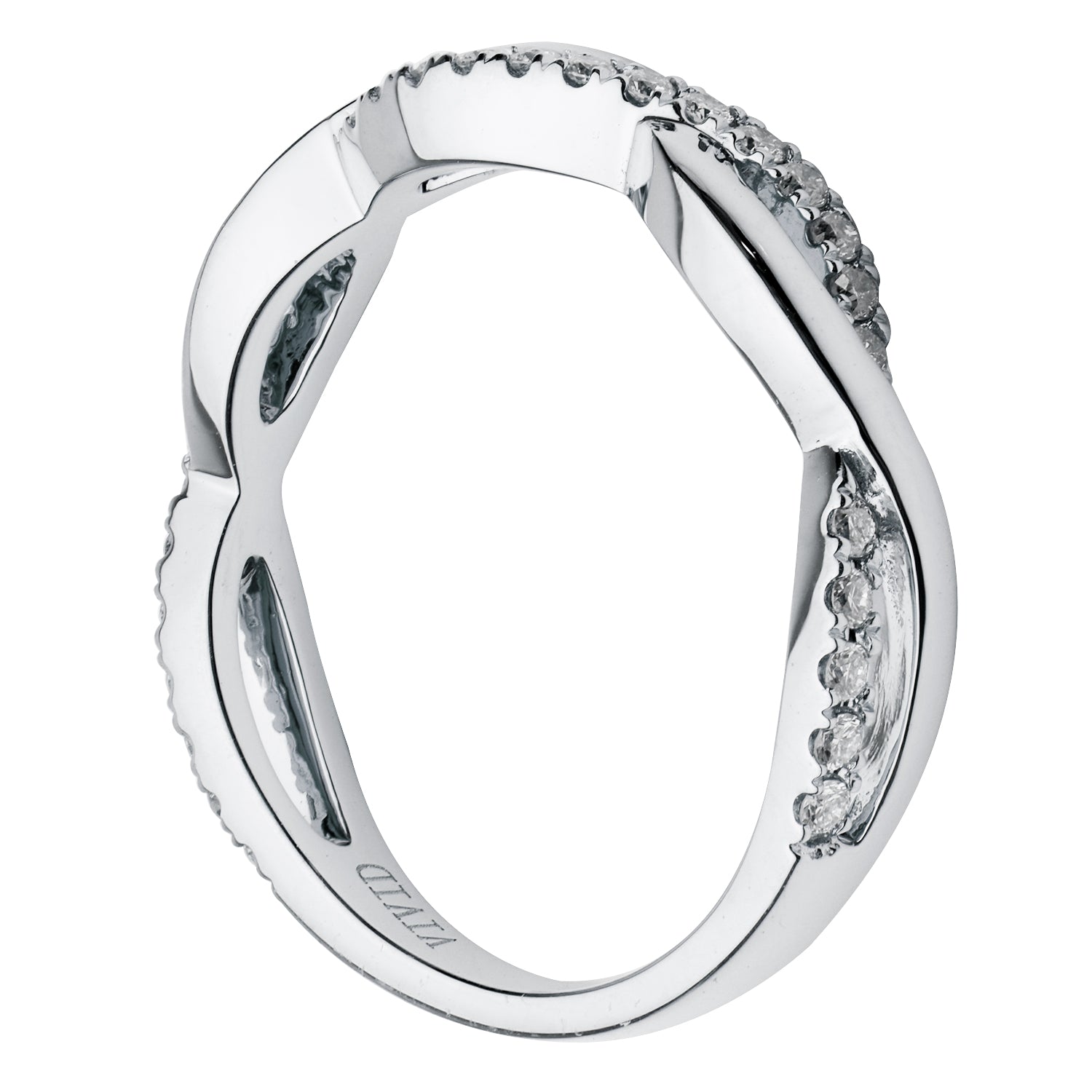 14K White Gold Diamond Wave Ring, 0.24ct