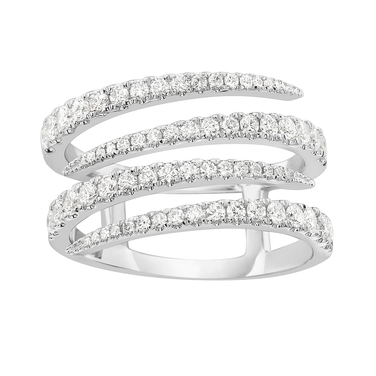 Diamond Bypass Rows Ring