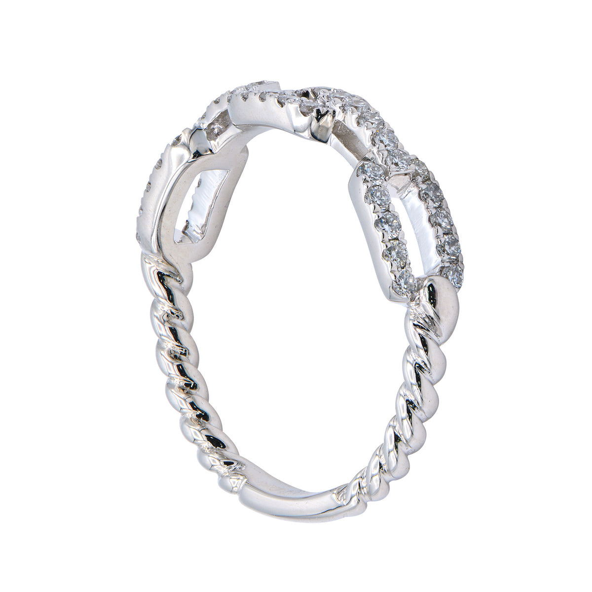14K White Gold Link Twist Ring, 0.31ct