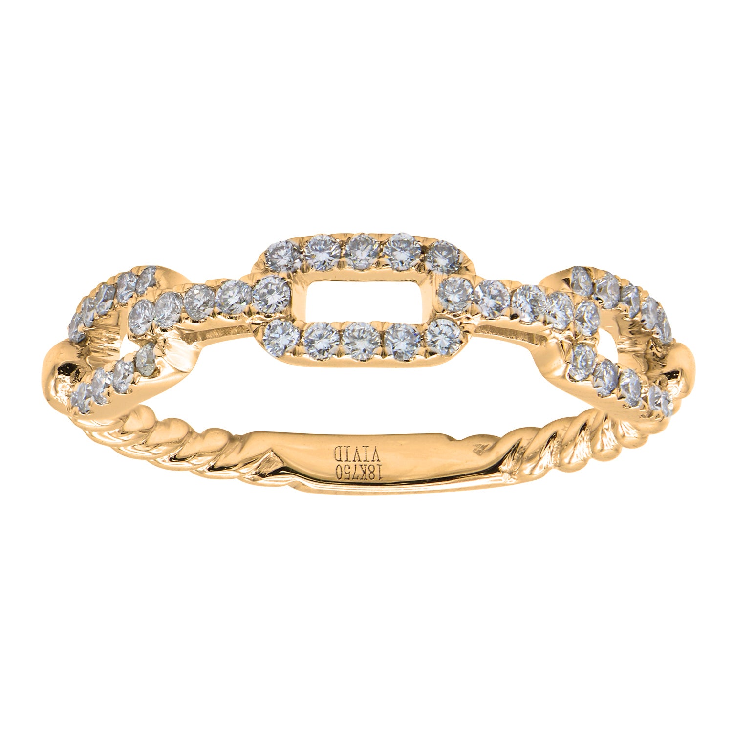 14K Yellow Gold Link Twist Ring, 0.31ct