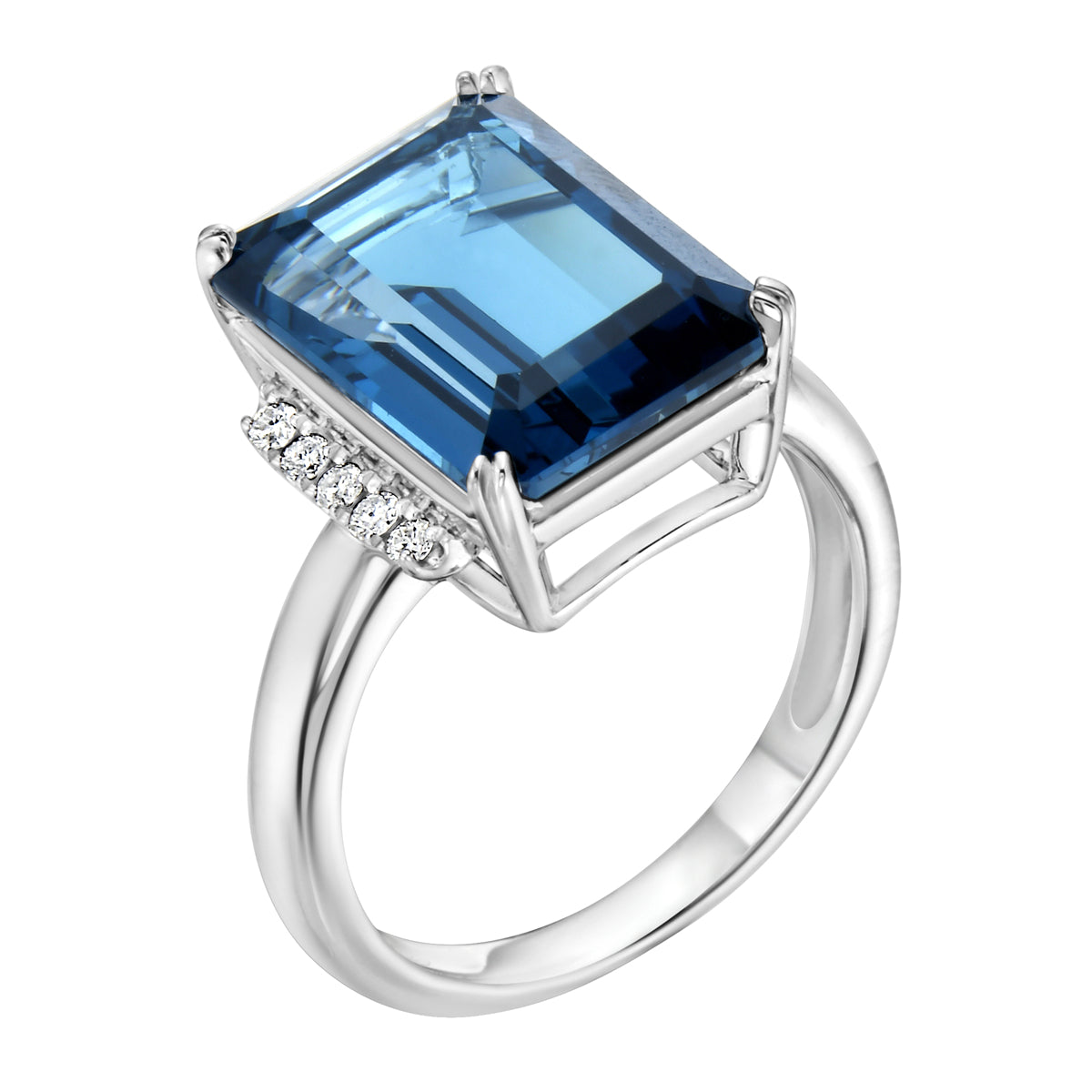 14K White Gold London Blue Topaz Ring, 8.94ct