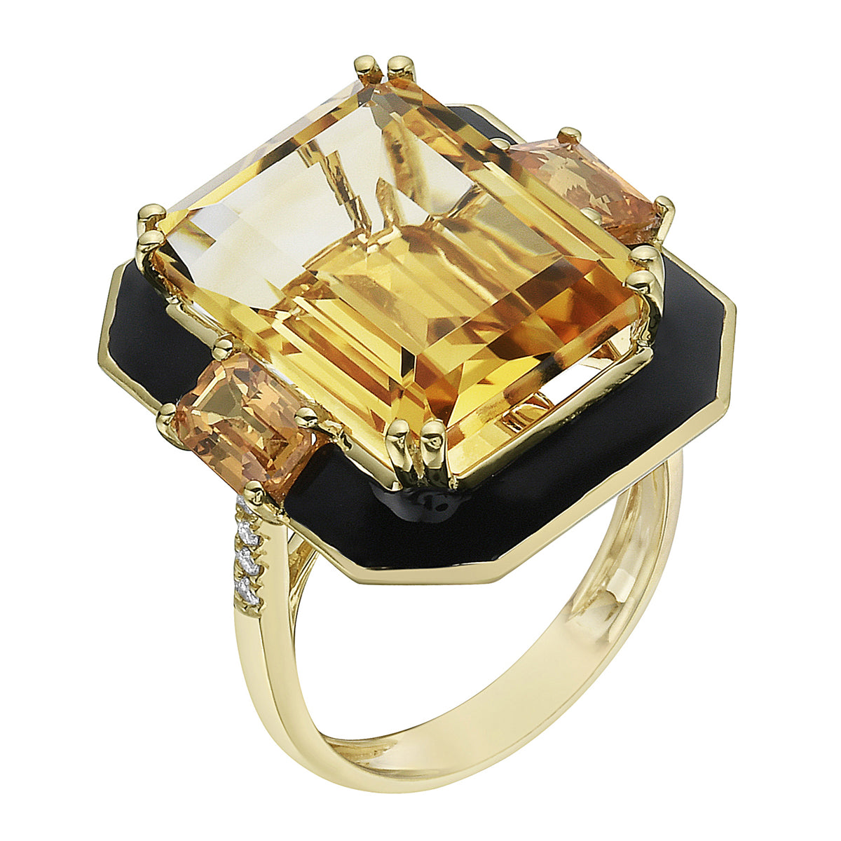 18K Yellow Gold Citrine Ring, 12.84ct