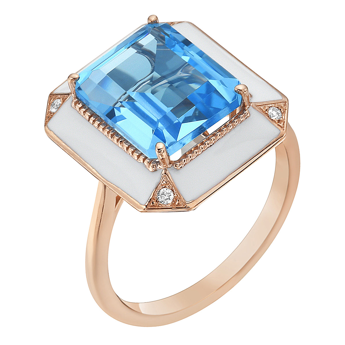18K Rose Gold Blue Topaz Ring, 5.84ct