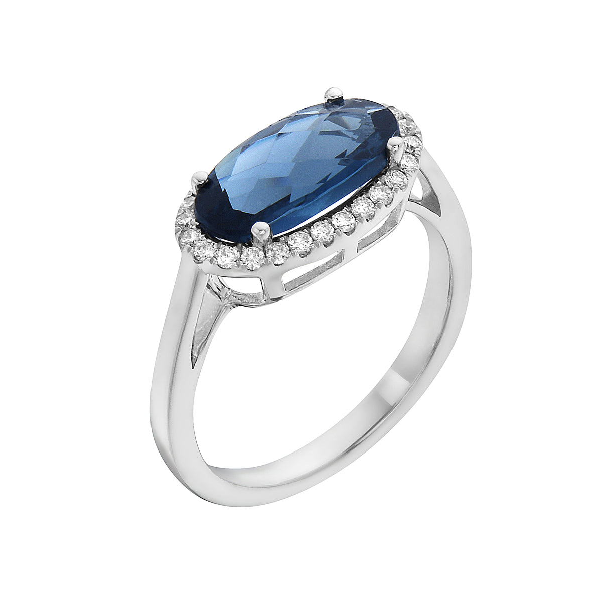 14K White Gold London Blue Topaz Ring, 2.52ct