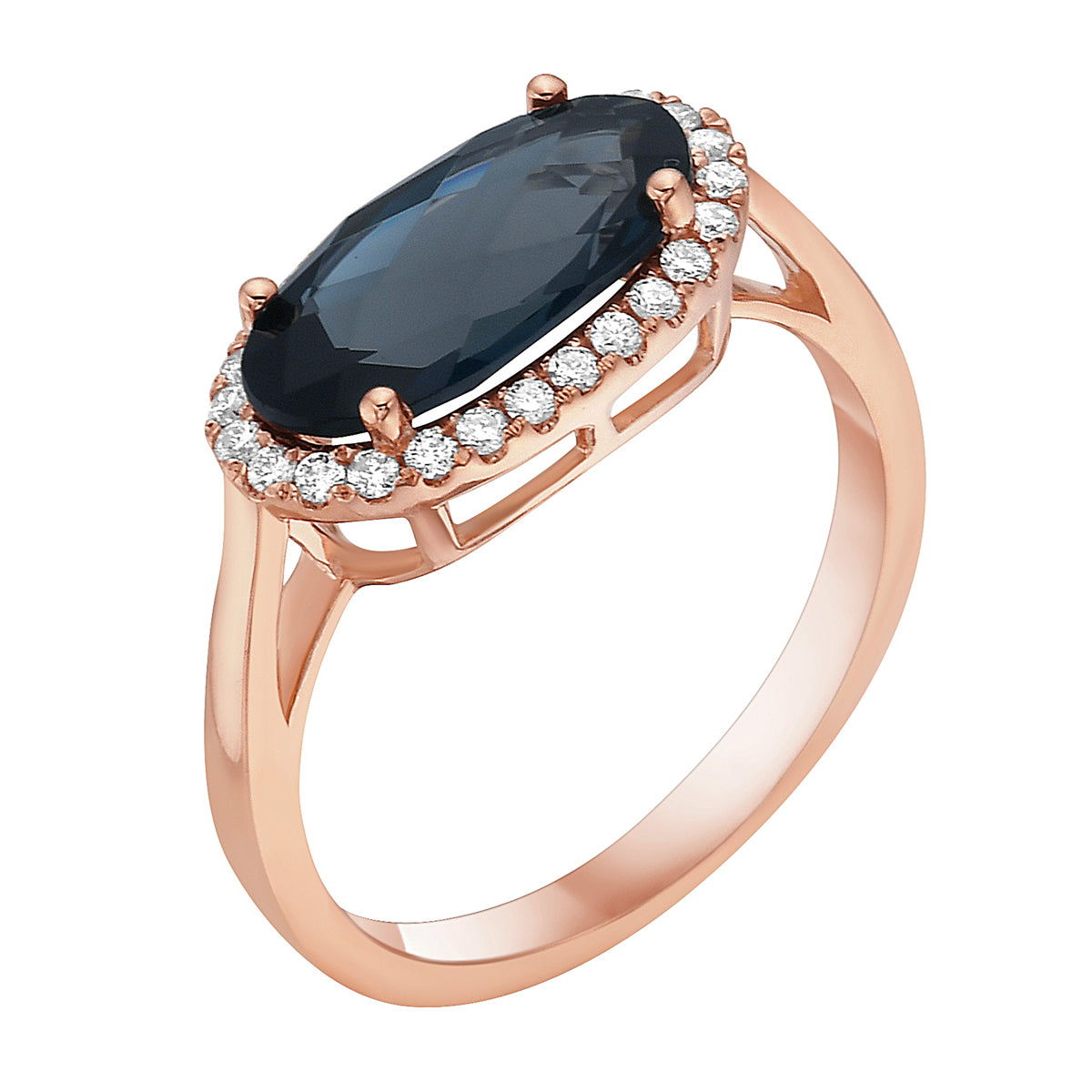 14K Rose Gold London Blue Topaz Ring, 2.26ct