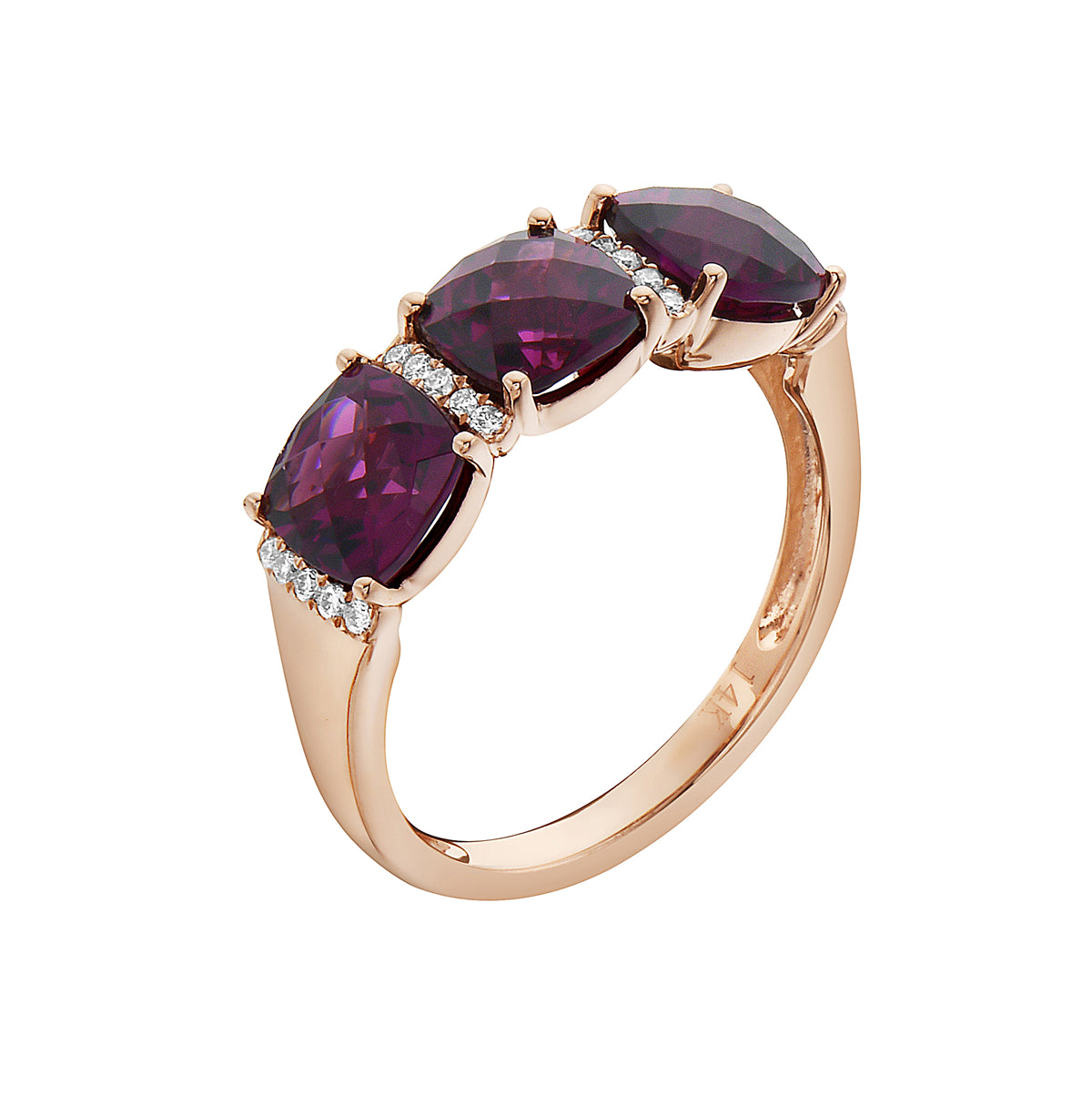 14K Rose Gold Rhodolite Ring, 3.94ct
