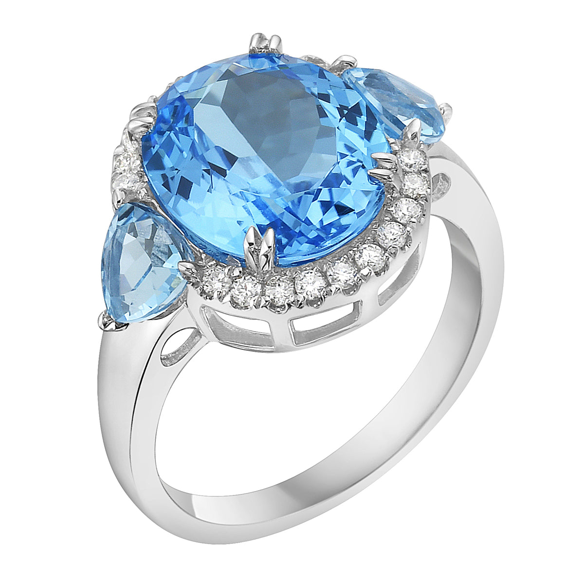 14K White Gold Swiss Blue Topaz Ring, 5.41ct