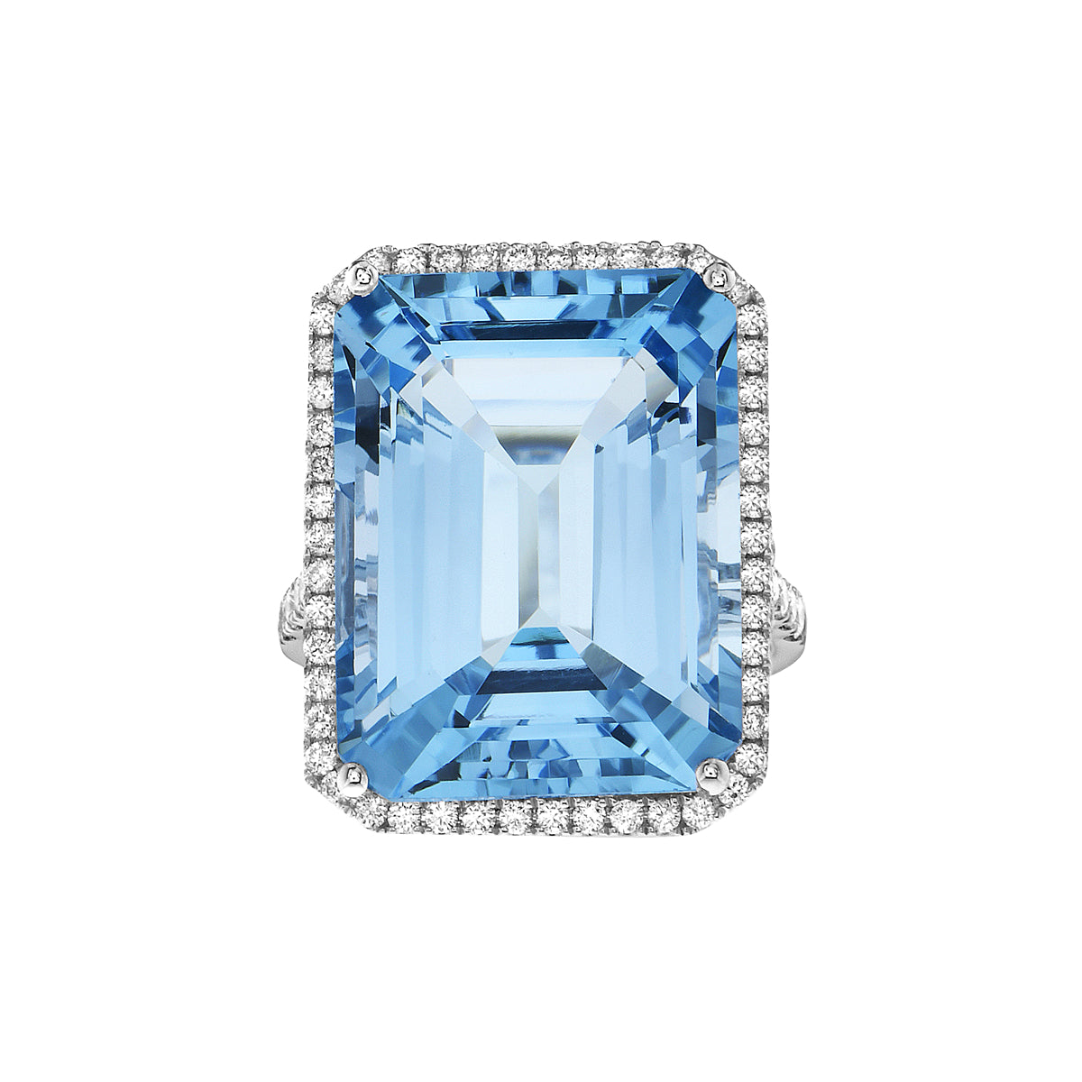 14K White Gold Sky Blue Topaz Ring, 27.37ct