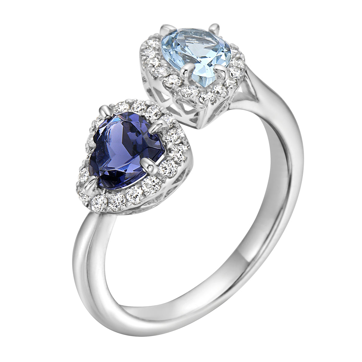 14K White Gold Aquamarine Iolite Ring, 3.4g, 1.2ct