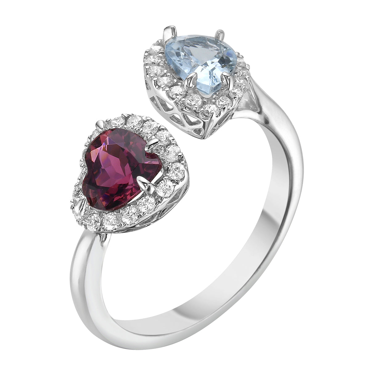 14K White Gold Aquamarine Ring Round, 0.57ct