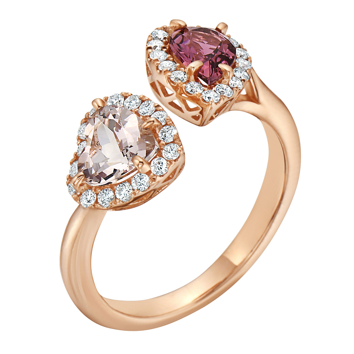 14K Rose Gold Pink Tourmaline Morganite Ring, 1.4ct
