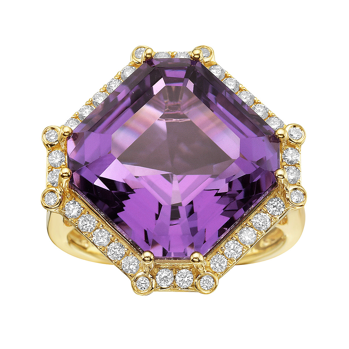 14K Yellow Gold Amethyst Ring, 11.62ct