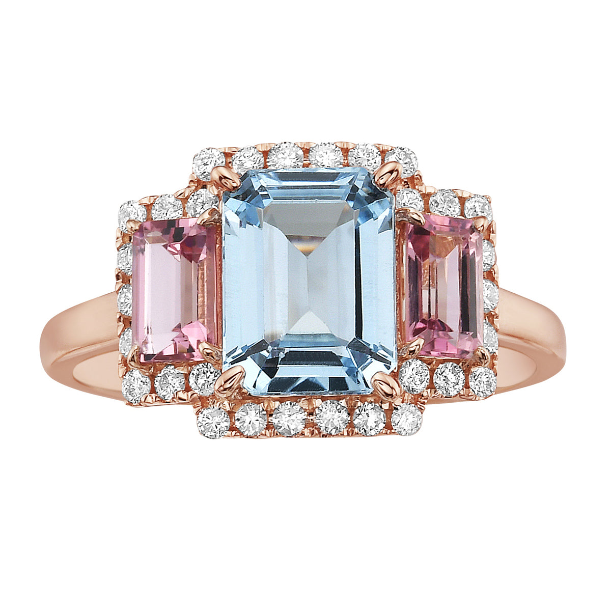 14K Rose Gold Blue Topaz Ring, 2.23ct