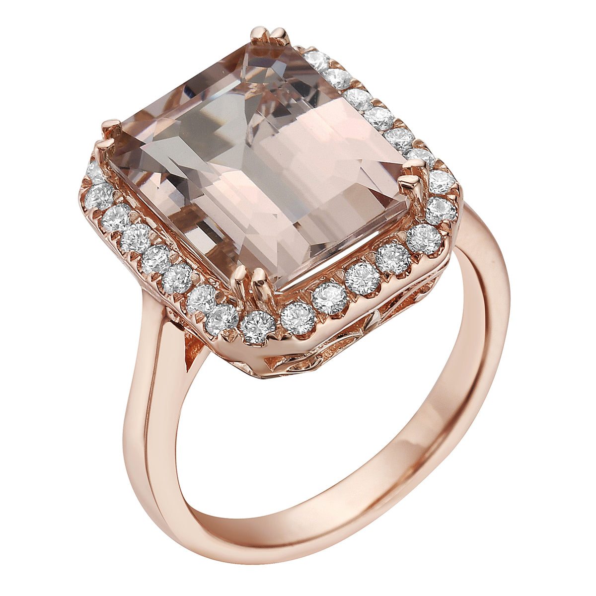 14K Rose Gold Morganite Ring, 6.49ct