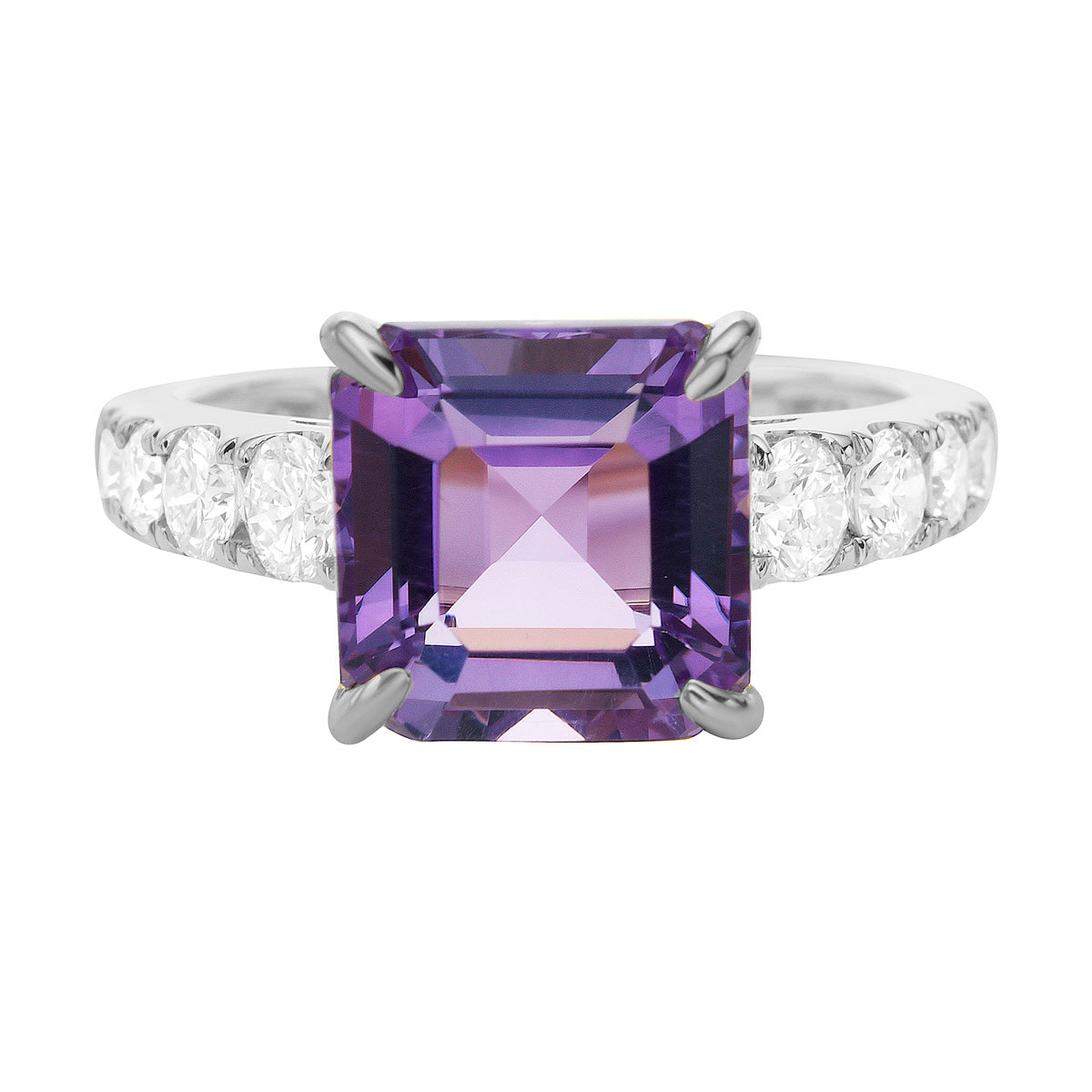 14K White Gold Amethyst Ring, 3.55ct