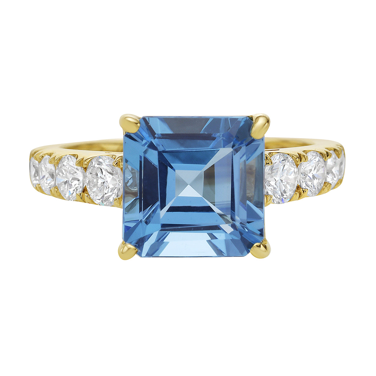 14K Yellow Gold Swiss Blue Topaz Ring, 4.12ct