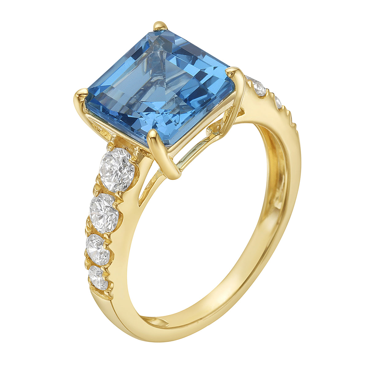 14K Yellow Gold Swiss Blue Topaz Ring, 4.12ct