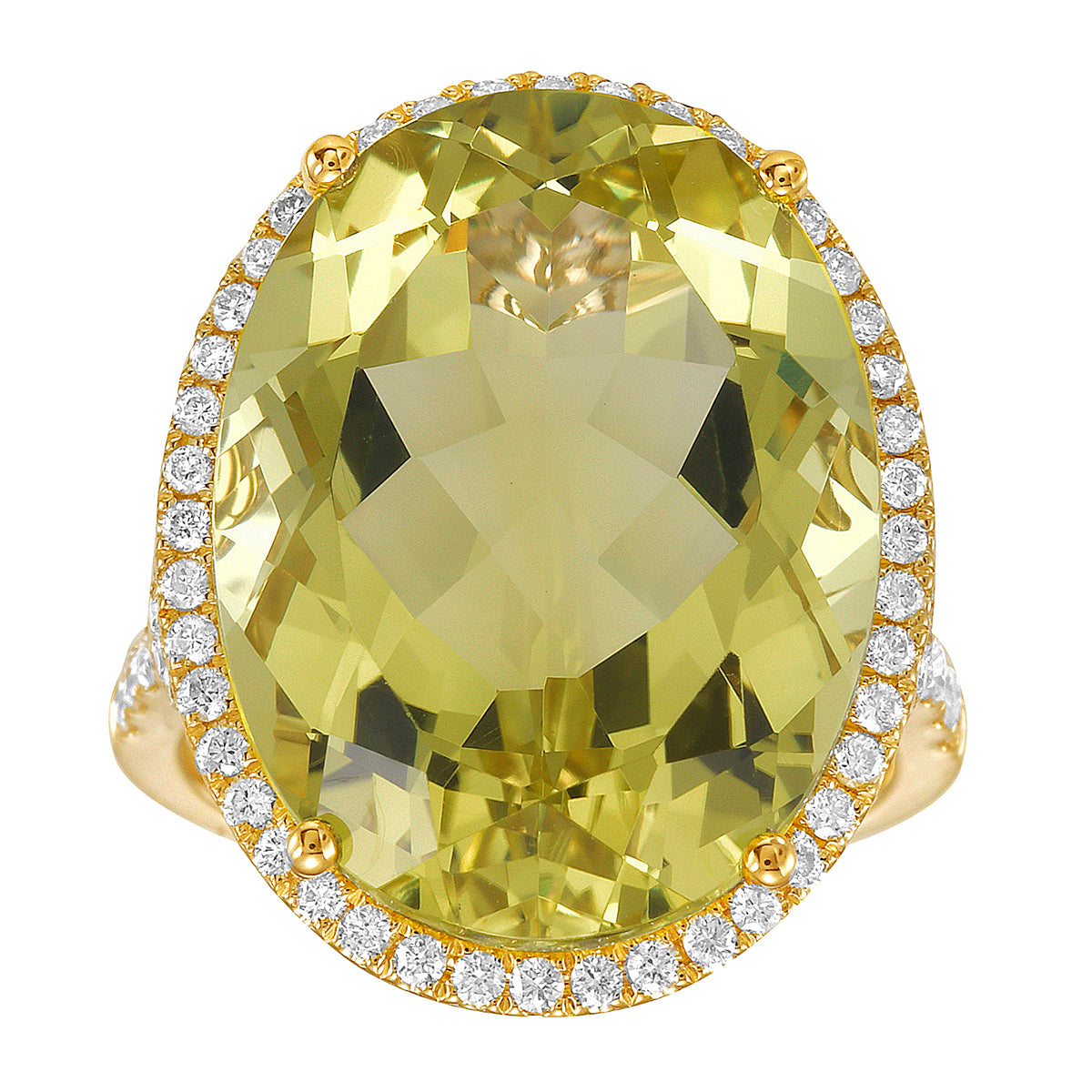 14K Yellow Gold Green Quartz Ring, 17.67ct