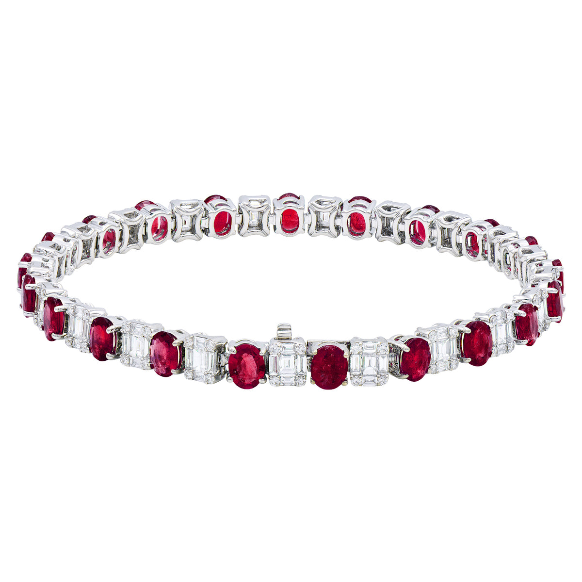 18K White Gold Ruby Diamond Bracelet, 12.91ct